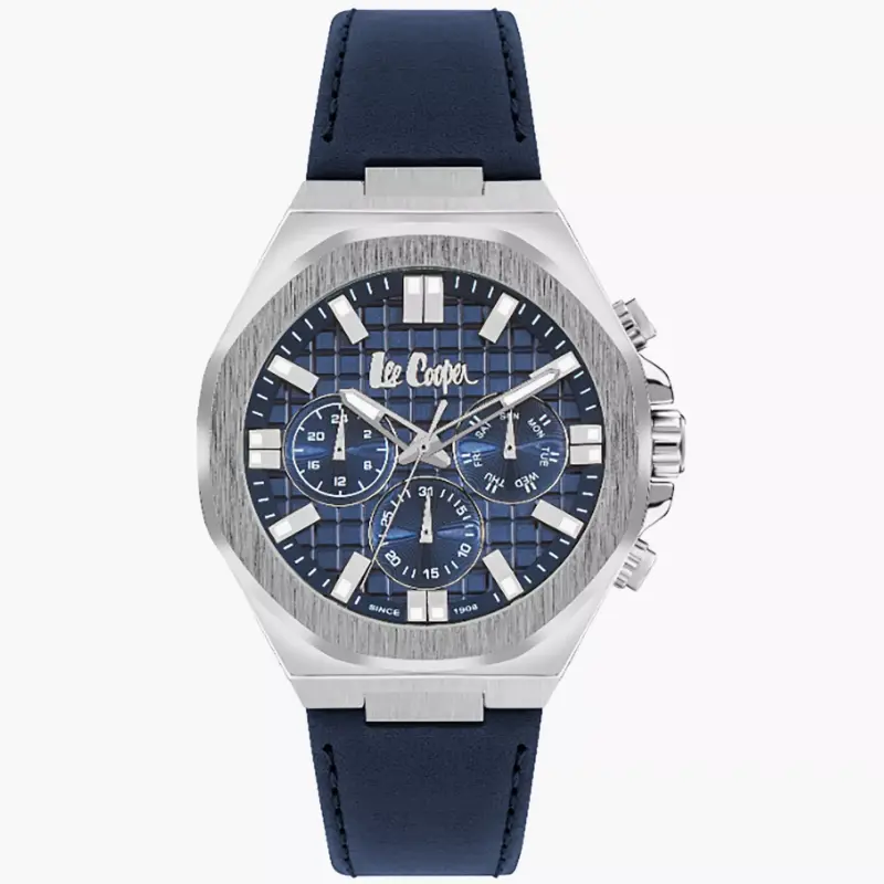 Lee Cooper Men's 46 MM Navy Chronograph Leather Watch | LC07983.399