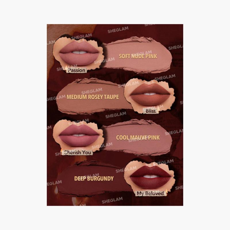 SHEGLAM 4-Piece Ember Rose Dynamatte Boom Matte Lipstick Set - 2.7 gm