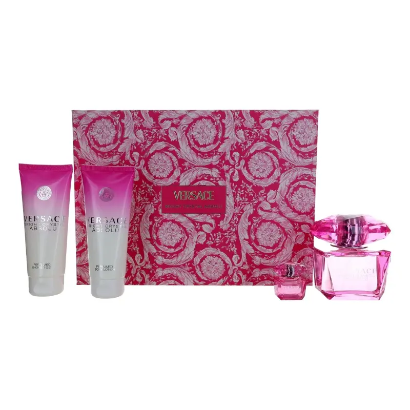 Versace Bright Crystal Absolu by Versace, 4 Piece Perfume Gift Set for Women