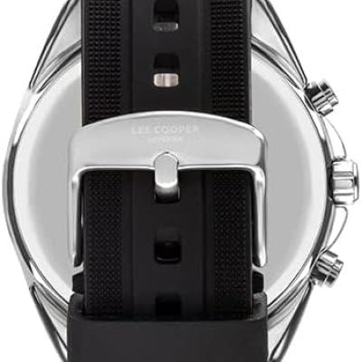 Lee Cooper Men's Quartz Movement Watch, Multi Function Display and Silicone Strap - LC07527.351, Black