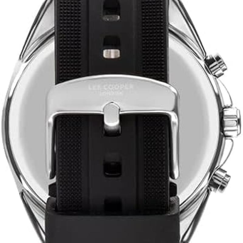 Lee Cooper Men's Quartz Movement Watch, Multi Function Display and Silicone Strap - LC07527.351, Black