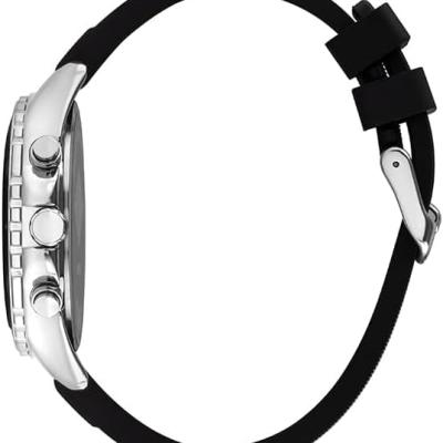 Lee Cooper Men's Quartz Movement Watch, Multi Function Display and Silicone Strap - LC07527.351, Black