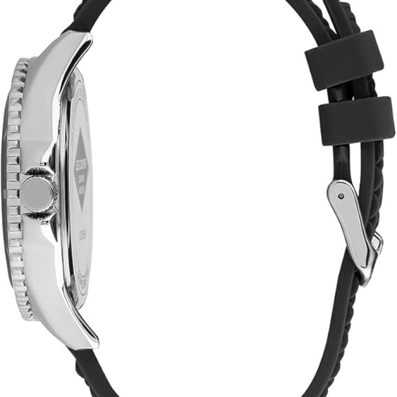 Lee Cooper Men's Quartz Movement Watch, Analog Display and Silicone Strap - LC07361.391, Black