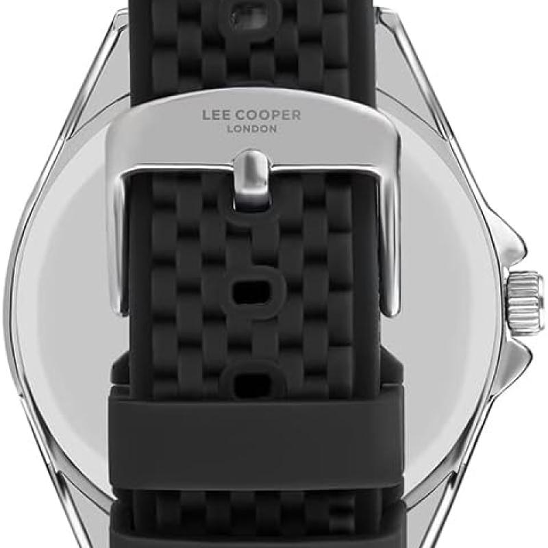 Lee Cooper Men's Quartz Movement Watch, Analog Display and Silicone Strap - LC07361.391, Black