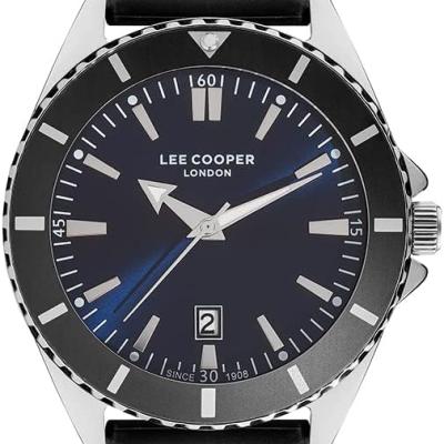 Lee Cooper Men's Quartz Movement Watch, Analog Display and Silicone Strap - LC07361.391, Black