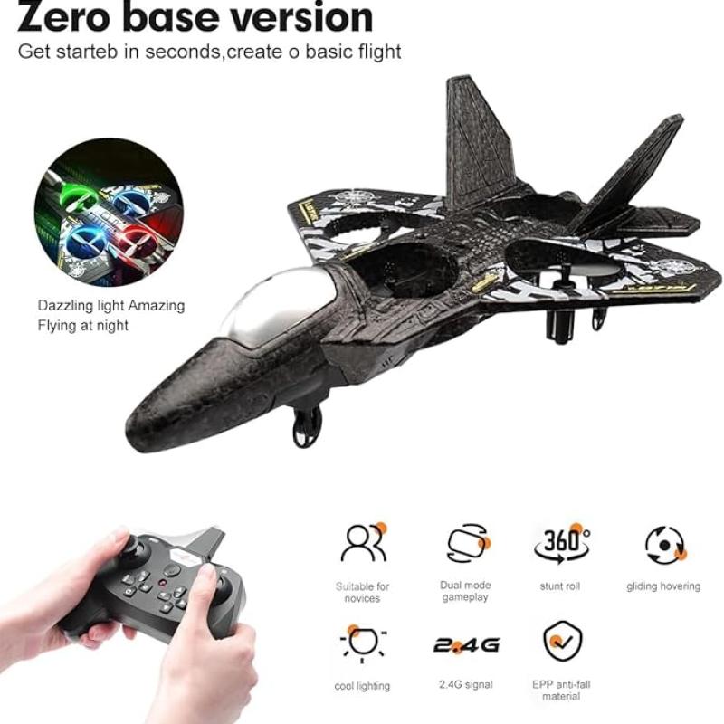 BORTONY RC Helicopter Plane for Kids LO712, 2.4Ghz Remote Control Jet Fighter Airplane