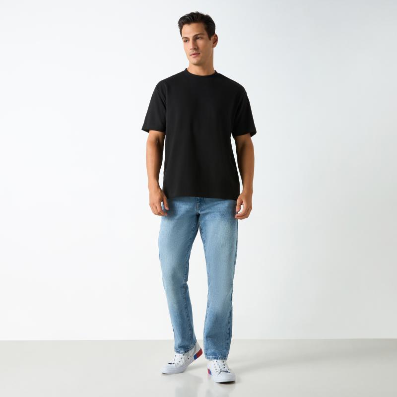 Solid Crew Neck T-shirt with Short Sleeves