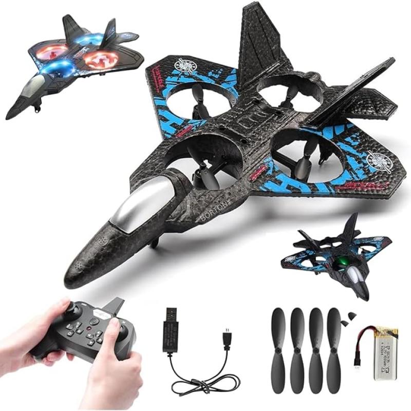 BORTONY RC Helicopter Plane for Kids LO712, 2.4Ghz Remote Control Jet Fighter Airplane