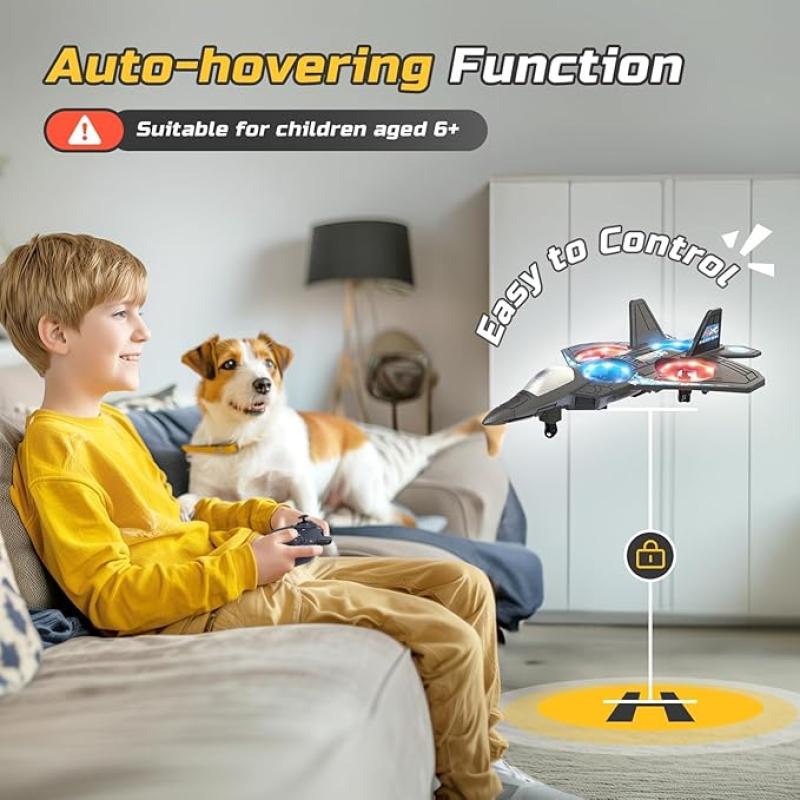BORTONY RC Helicopter Plane for Kids LO712, 2.4Ghz Remote Control Jet Fighter Airplane