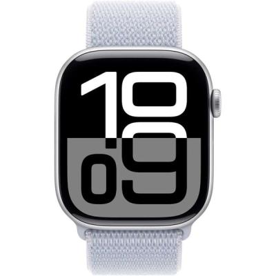 Apple Watch Series 10 GPS 46mm Silver Aluminum Case with Blue Cloud Sport Loop