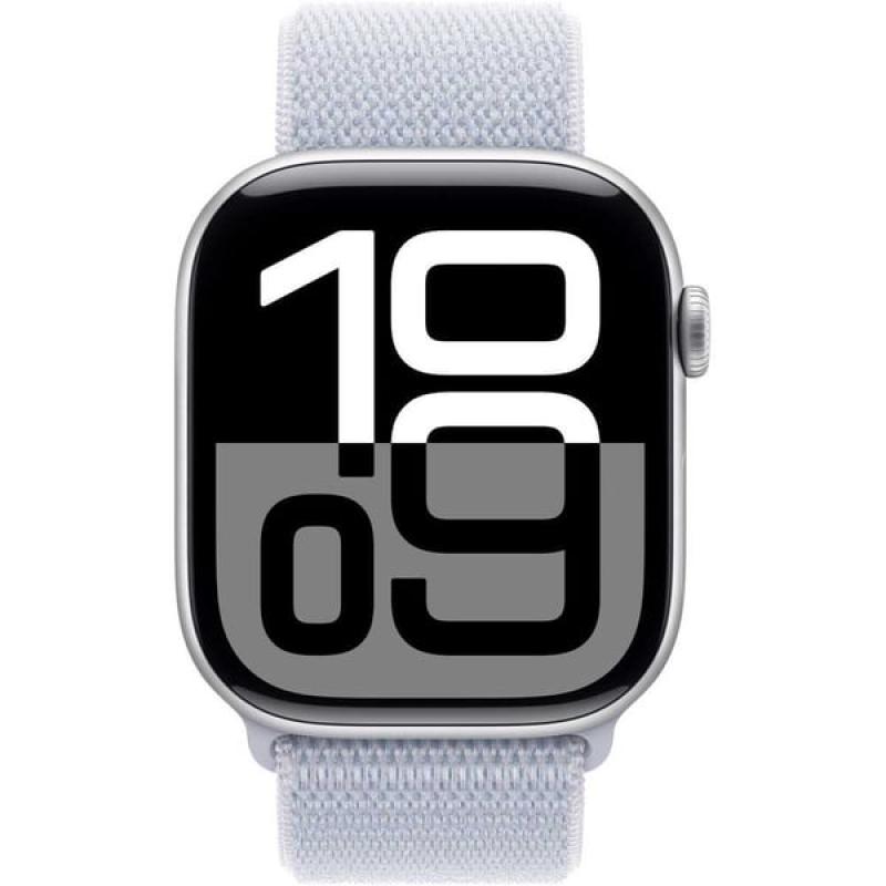 Apple Watch Series 10 GPS 46mm Silver Aluminum Case with Blue Cloud Sport Loop