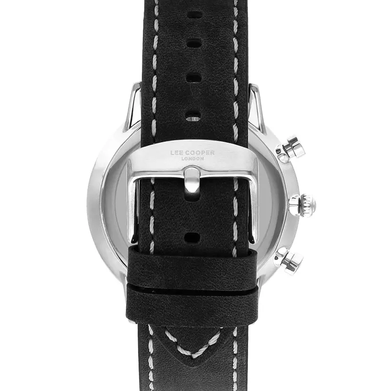 Lee Cooper LC07943.351 Quartz Men Super Metal Case Leather Band Black Dail Watch