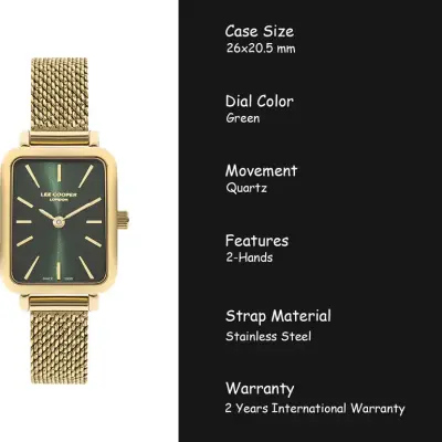 Lee Cooper Analog Black Rectangle Dial Women's Watch - LC07815.170