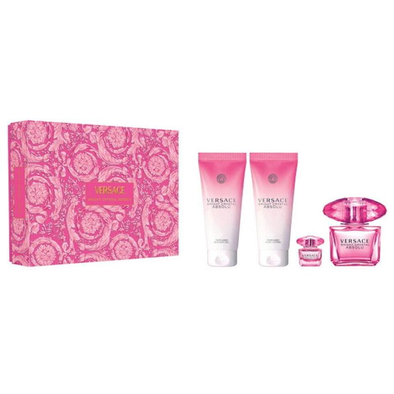 Versace Bright Crystal Absolu by Versace, 4 Piece Perfume Gift Set for Women